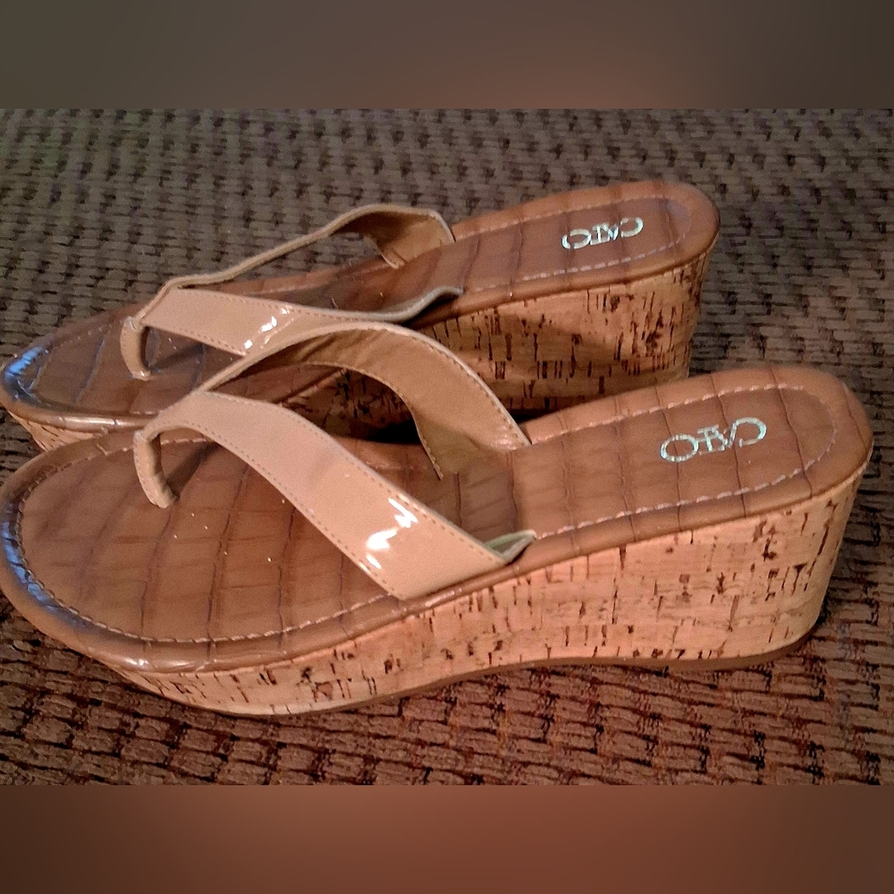 Cato Nude Wedge Sandals 7.5